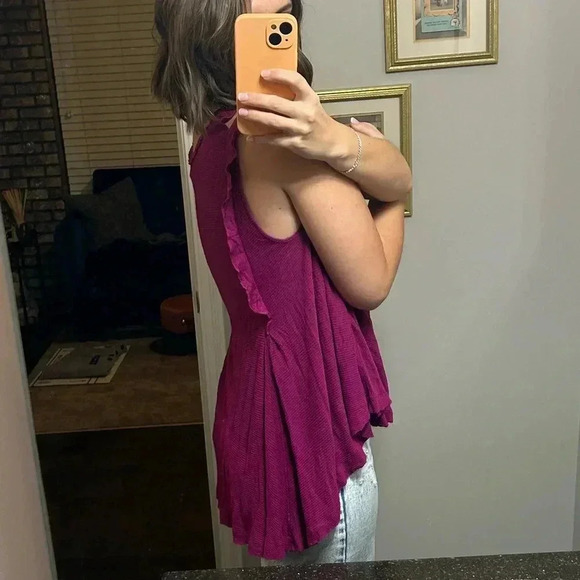 Free People Ruffle Tank Top XS Ivory Boho Festival Layering Essential - Picture 1 of 6